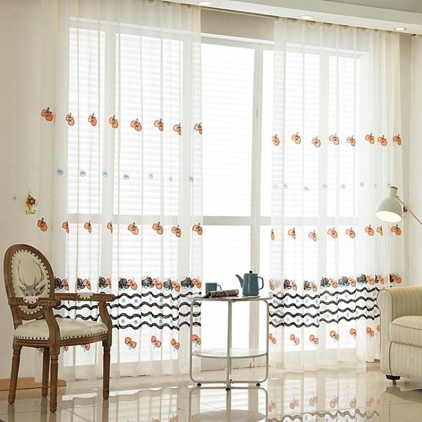 curtain & drapes cute for kids room boy daughter princess children elegant embroidered cotton line fabric french window js117c